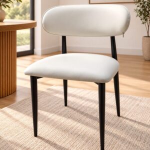 CHAISE DESIGN SCANDINAVE 460X450X750 HX9011 PIED FER BLANC NOIR